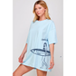 Sardines Graphic Oversized Tee Blue