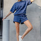 Navy Modal Scuba Stripe Tulip Short