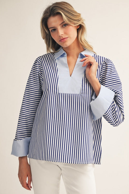 Jody Blue Collared Top