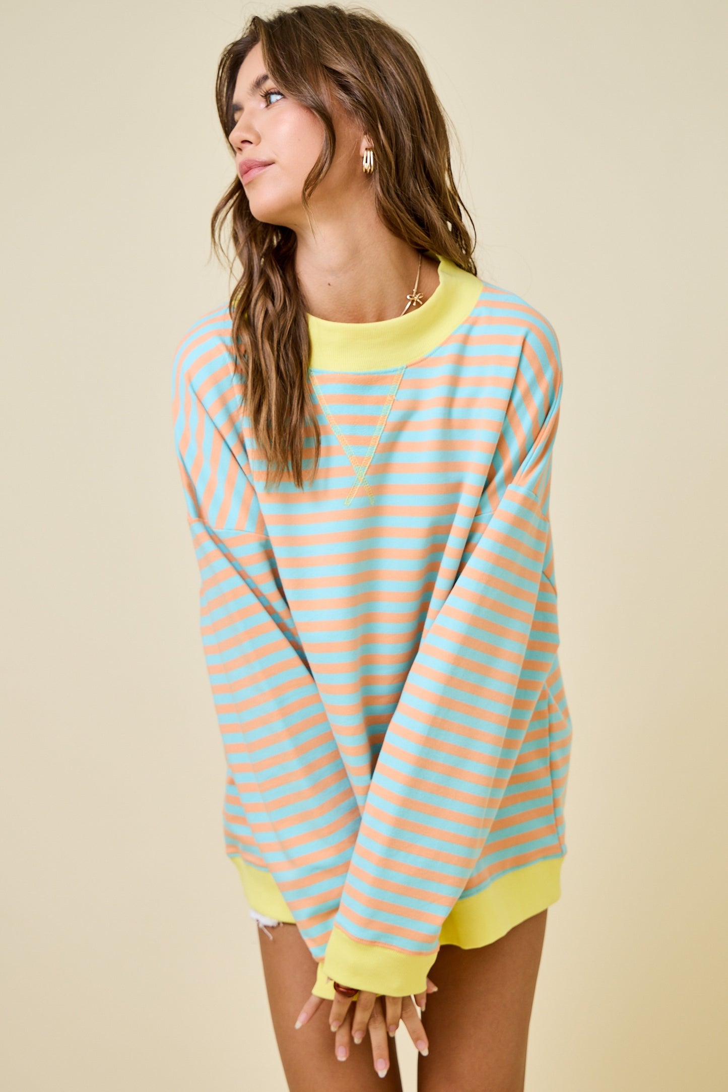 Delilah Striped Mockneck Orange