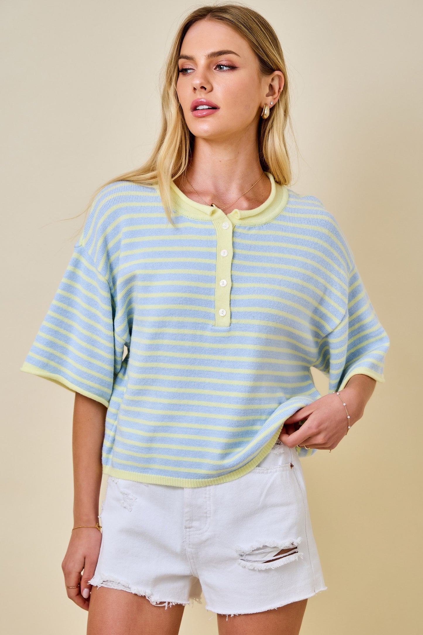 Deann Striped Top Blue