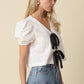 Colette Eyelet Contrast Tie-front Top