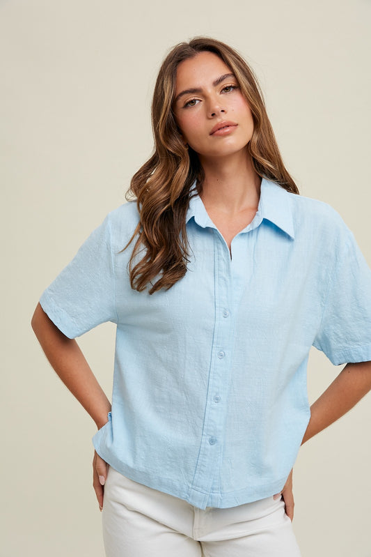 Wendy Sky Linen Top