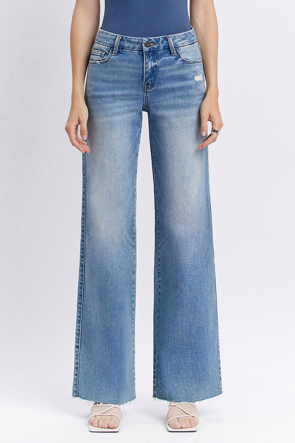 Vervet Mid Rise Medium Wash Wide Jeans