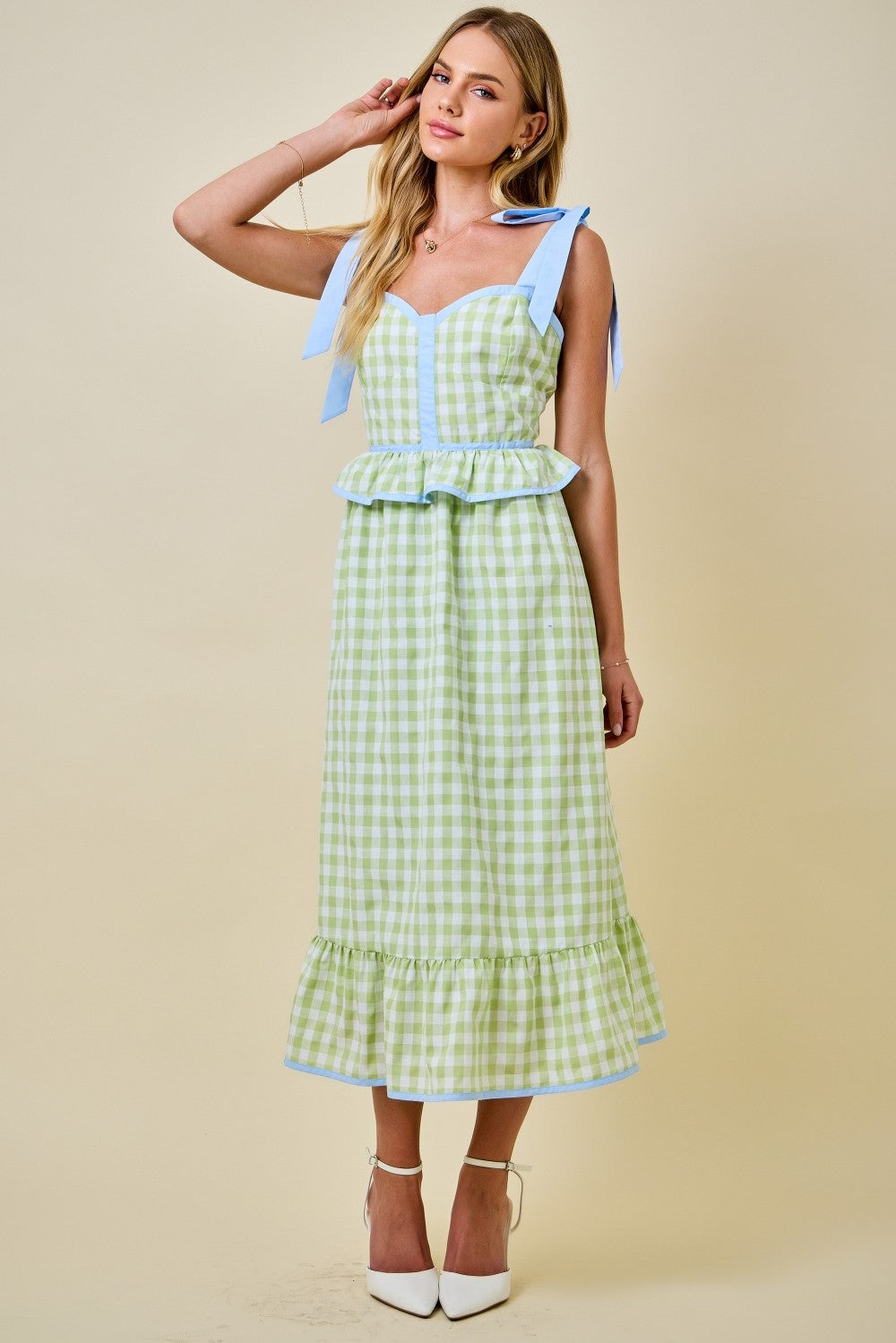Darla Sweetheart Gingham Corset Midi Dress