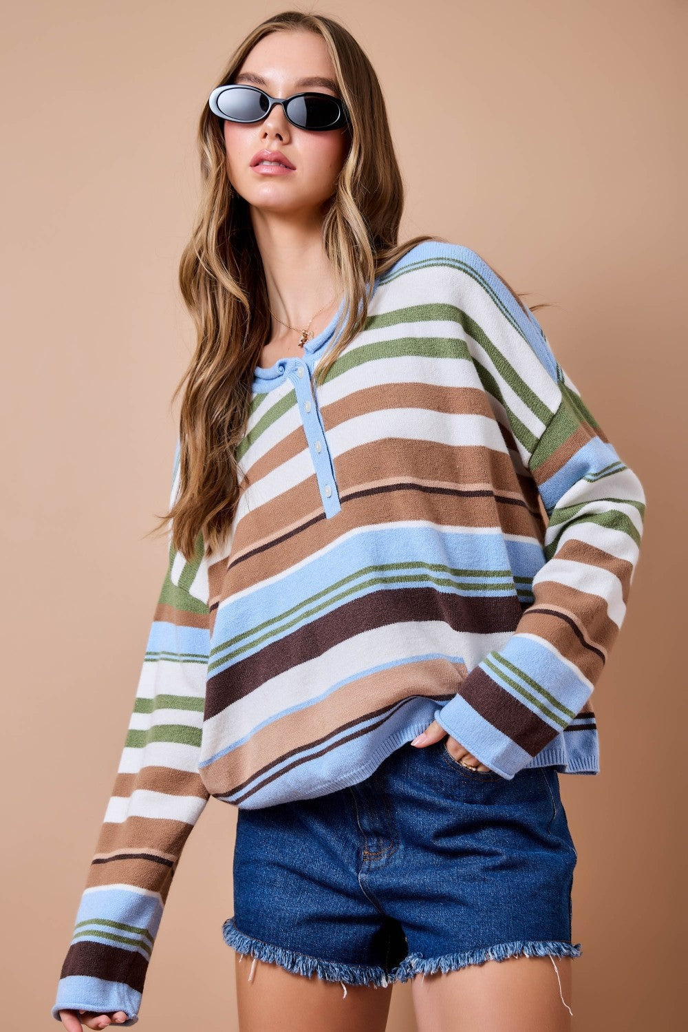 Deb Blue and Brown Striped Sweater
