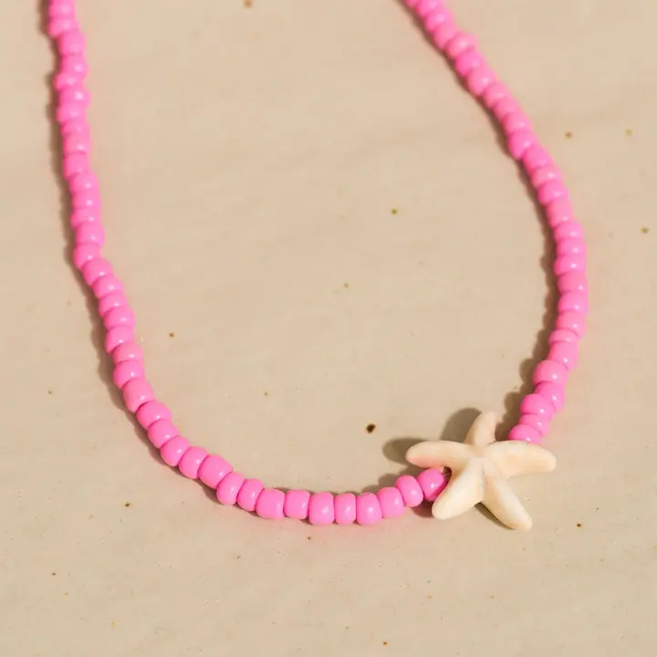 Piper 18K Gold Non-Tarnish Sea Star Beaded Necklace Pink