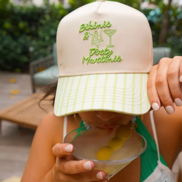 Bikinis & Dirty Martinis - Green Stripe Trucker Hat