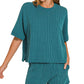Corded Rib Short Sleeve Tee & Short Pants Set Teal