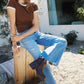 Vervet Low Rise Tinted Medium Wash Wide Flare Jeans