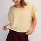 Striped French Terry Open Back Top Yellow
