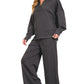 Scuba Collared Pullover & Pants Set Black