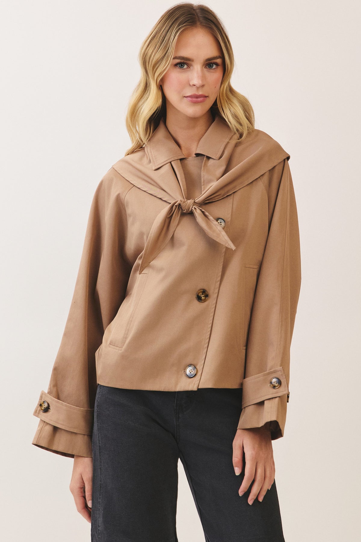 Tina  Collar Tie-front Trench Jacket