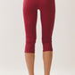 Contrast Waist Capri Leggings Burgundy