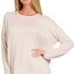 Ribbed Long Sleeve Top Sand Beige