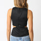 Ala Sleeveless Cutout Linen Top