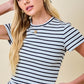 Dina Navy and Blue Striped Top