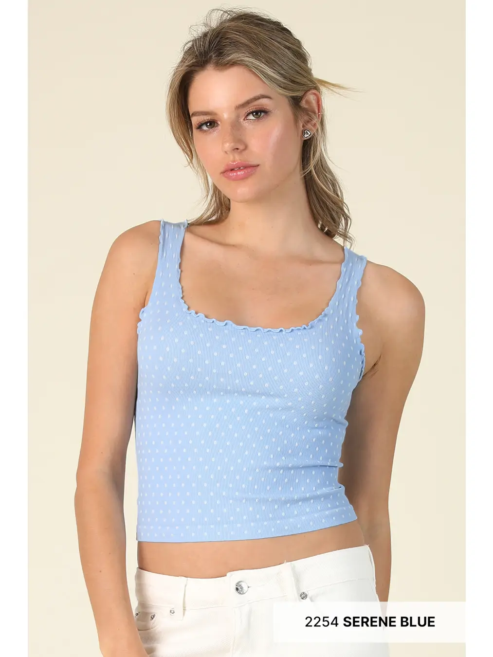 Polka Dot Edge Crop Top MULTIPLE COLORS