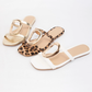 Golden Embellishment Double Strap Sandal Leopard