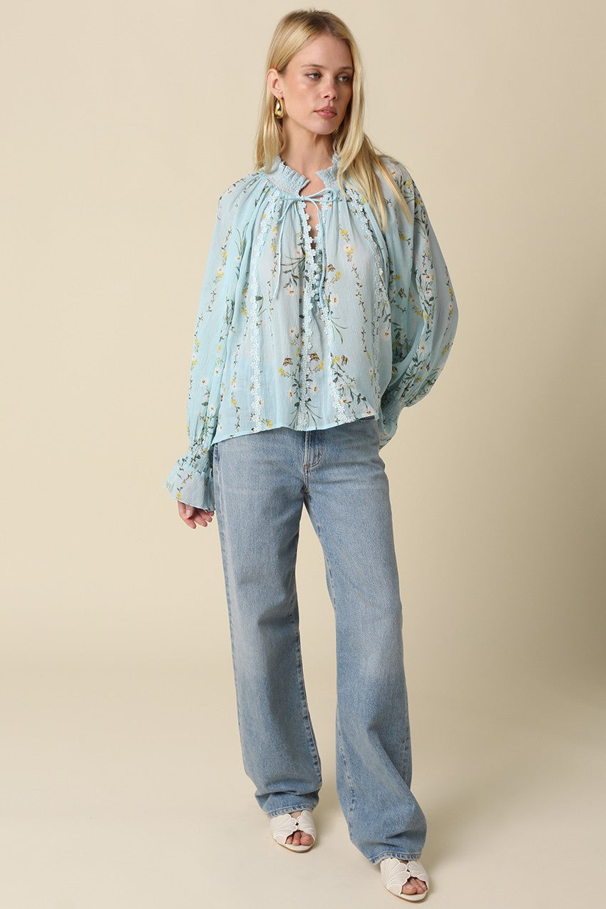 Lyla Floral Tie-neck Blouse