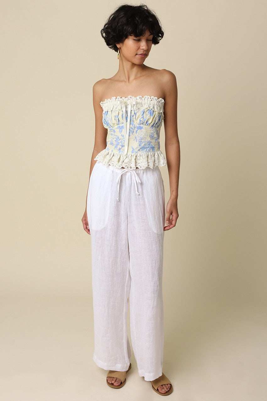 Millie Wide-leg Drawstring Linen Pants