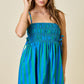 Damon Striped Smocked Mini Dress Blue
