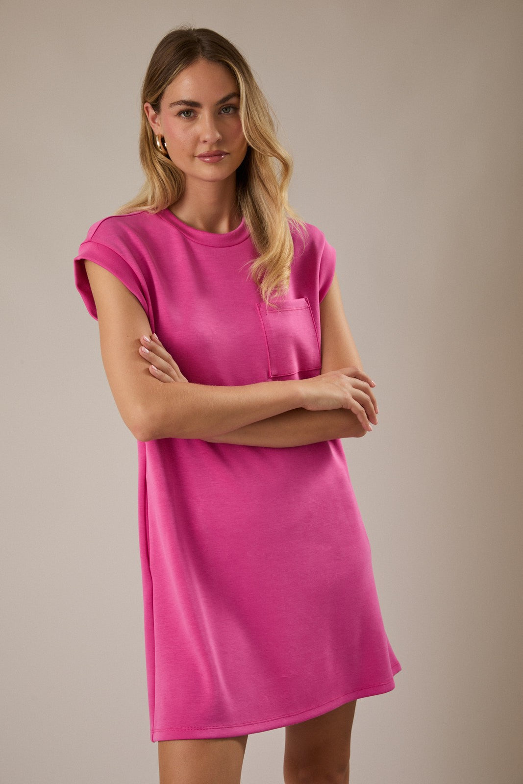 Sindy Pink Cap Sleeve Mini Dress