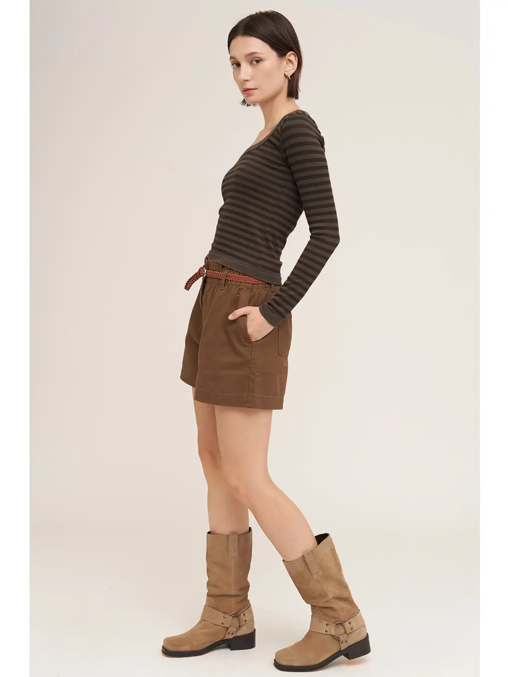 Striped Scoop Neck Ls Top MULTIPLE COLORS