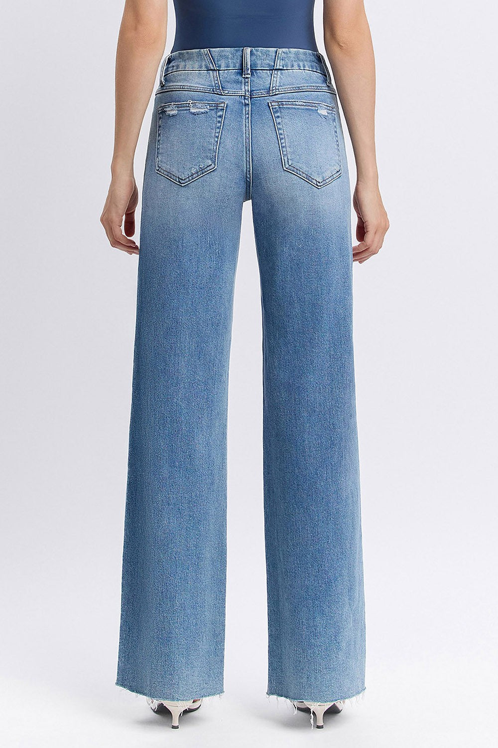 Vervet Mid Rise Medium Wash Wide Jeans