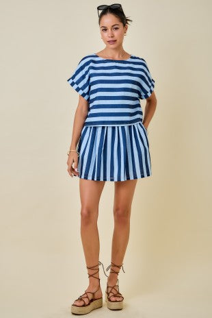 Devin Navy and Blue Striped Set