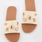 Raffia Espadrille Flat Slide Sandals with Shell