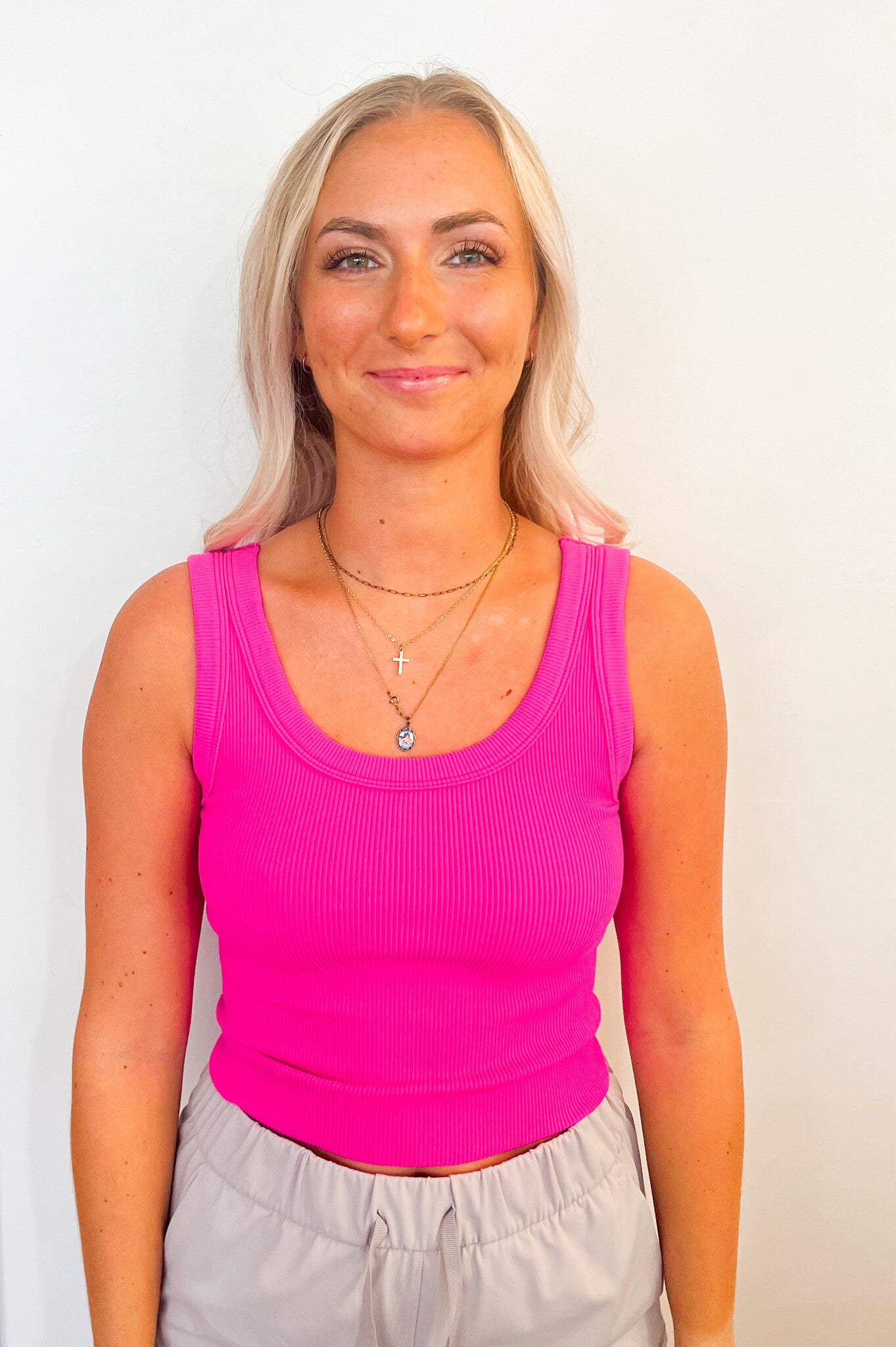 Fuchsia ribbed tank
