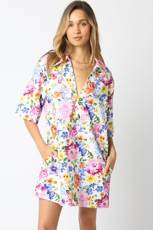Odette white multi dress
